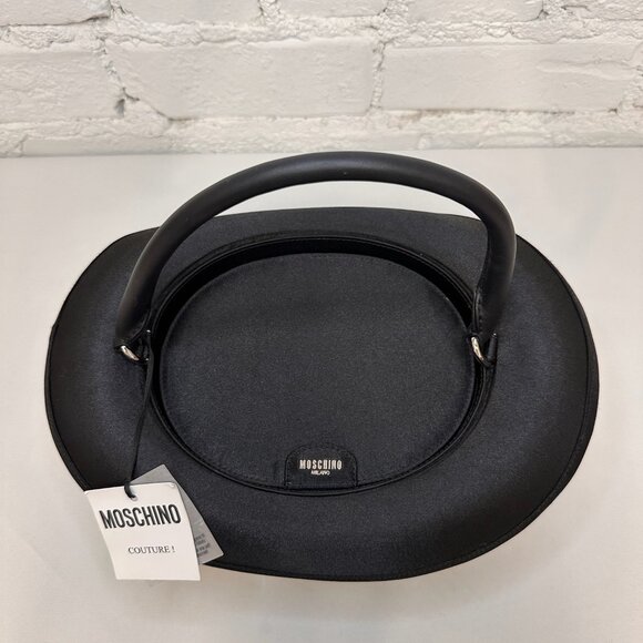 SOLD!SS23 MOSCHINO Couture Jeremy Scott Black Round Top Fedora Hat Shape Handbag - Picture 2 of 9